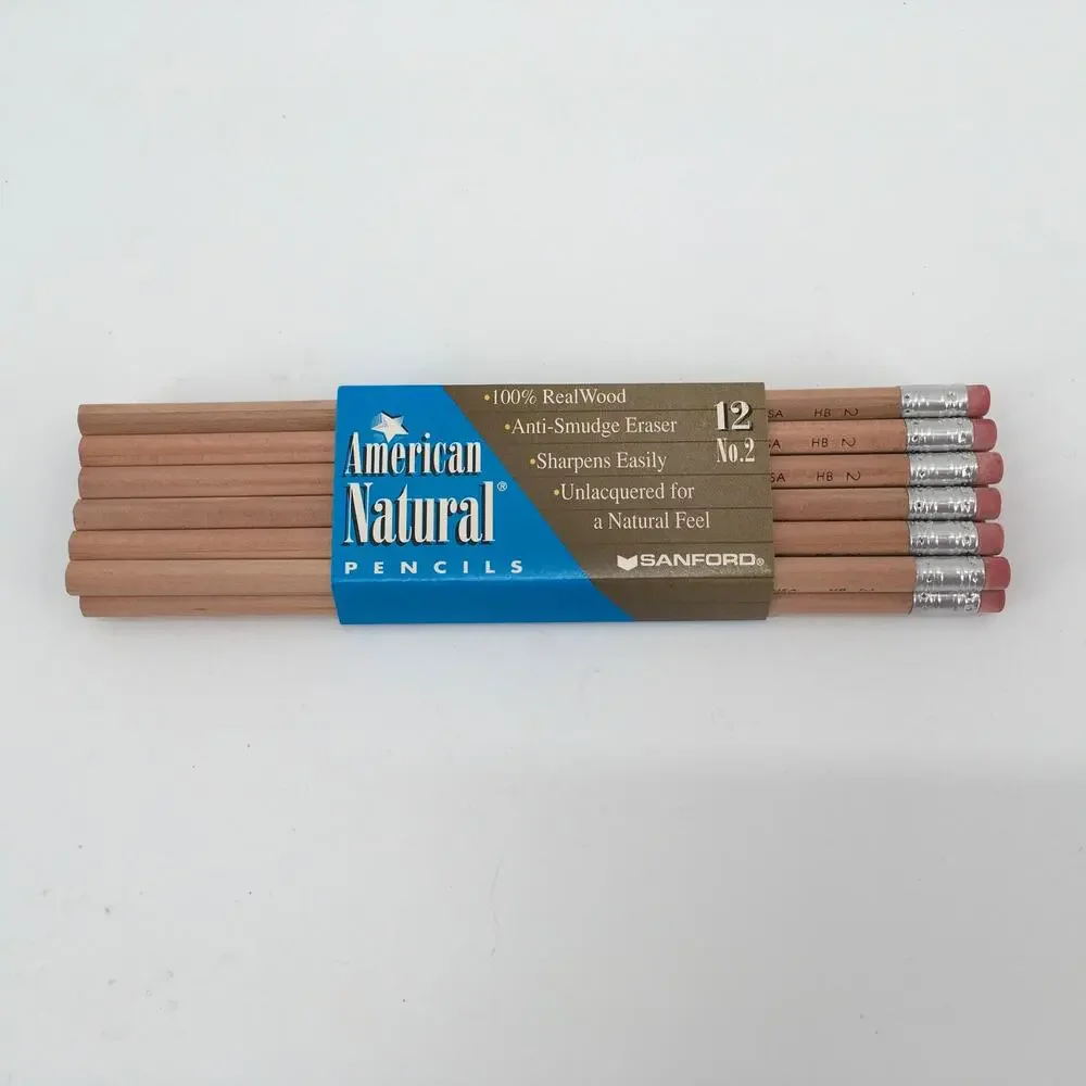 Sanford Real Wood American Natural Pencil 12pk No. 2 NOS 1998 USA Anti Smudge